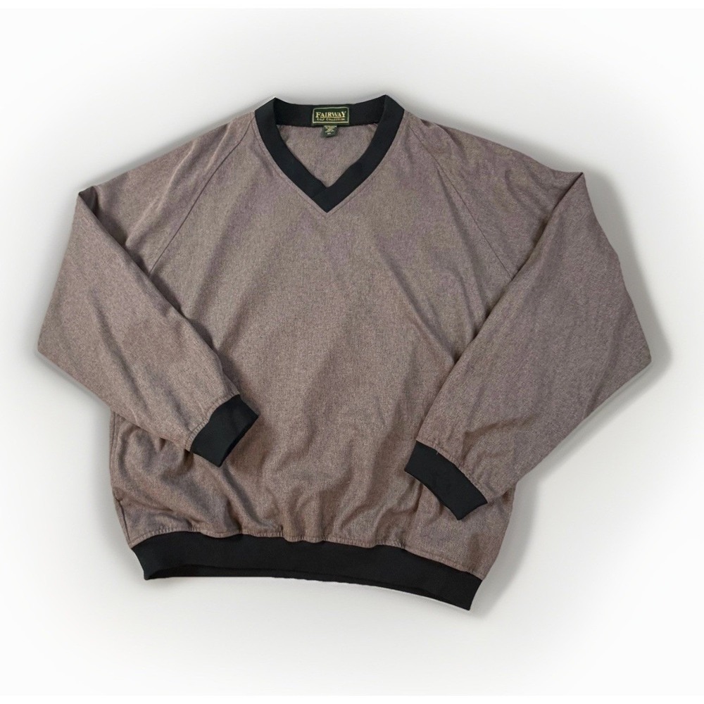 Fairway Golf Collection Windbreaker Men's XL Brown Long Sleeve V-Neck Pullover